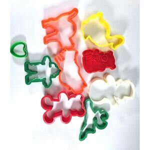 Vintage Plastic Cookie Cutters - Lot Of 9 - Halloween, Christmas & More